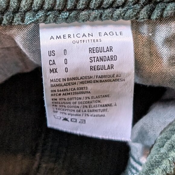 American Eagle Dark Green Corduroy Button-Front Skirt Size 0 Reg - Picture 10 of 13